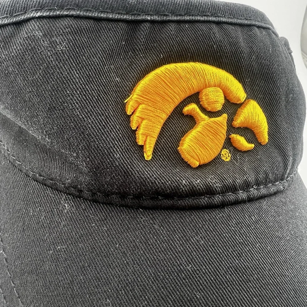 Iowa Hawkeyes Visor Black Embroidered Logo Adjustable The Game Cotton NCAA